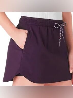 Members Mark Woven Trek Casual Drawstring Skort in Deep Plum XL